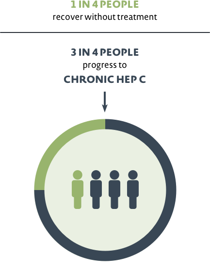 1 in 4 people recover without treatment. 3 in 4 people progress to Chronic hep C